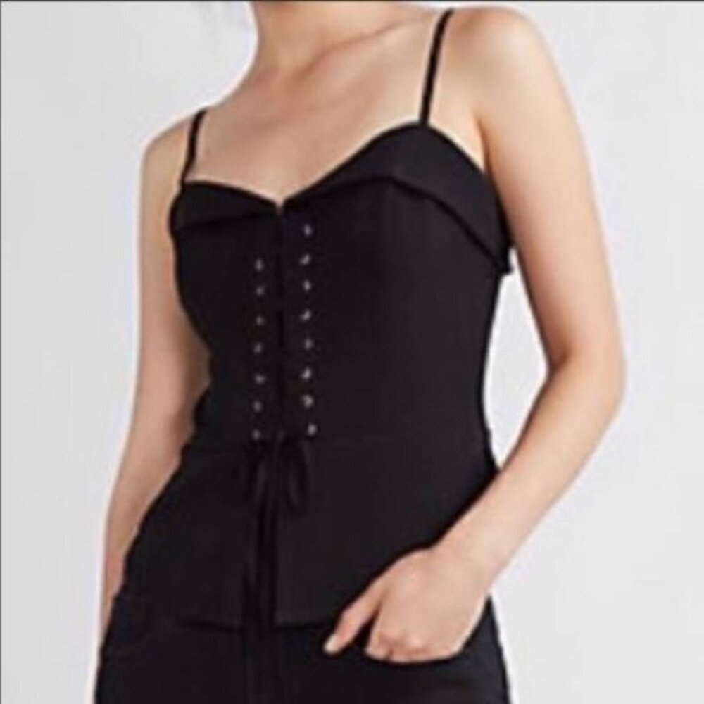 Express Black Lace Up Corset Top Size 6